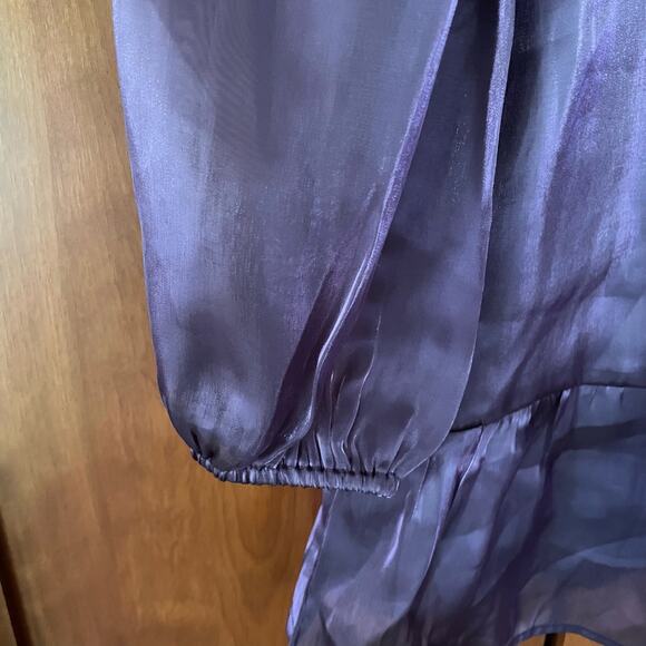 Cider Dress Solid Mesh V-Neck Mini Purple Shimmer Size Large NEW - Picture 5 of 7